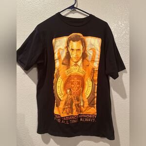 Marvel Disney Avengers Loki Time Variant Authority TVA Tee L